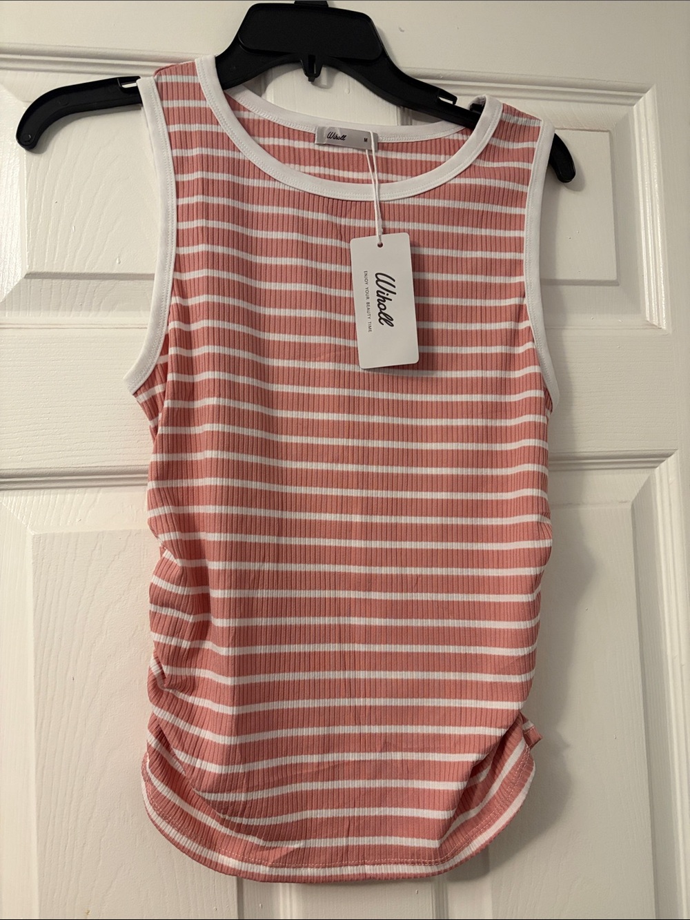 Uhbok Striped Ribbed Tank Top in Pink/White